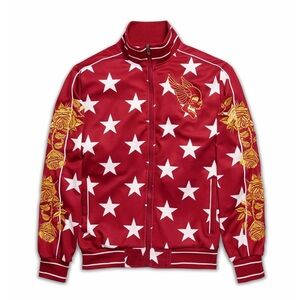 Brand New Red Star Dragon Gold Trim Embroidered Jacket